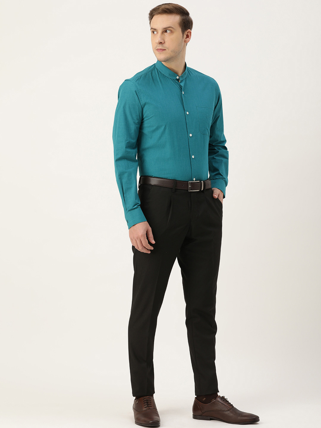 

Peter England Solid Slim Fit Formal Shirt, Teal