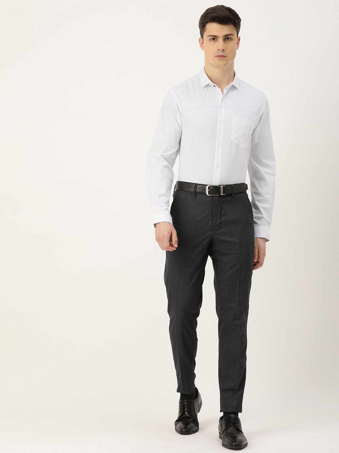 

Peter England Slim Fit Horizontal Striped Formal Shirt, White
