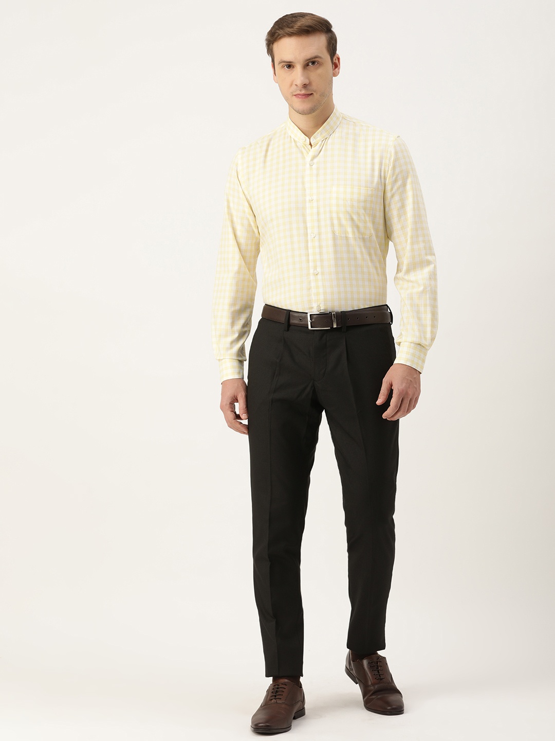 

Peter England Slim Fit Checked Formal Shirt, Yellow