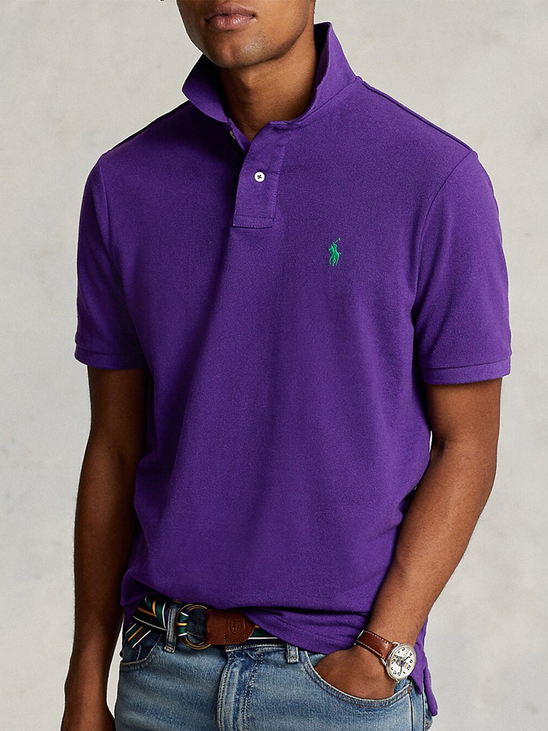 

Polo Ralph Lauren Polo Collar Slim-Fit Cotton T-Shirt, Purple