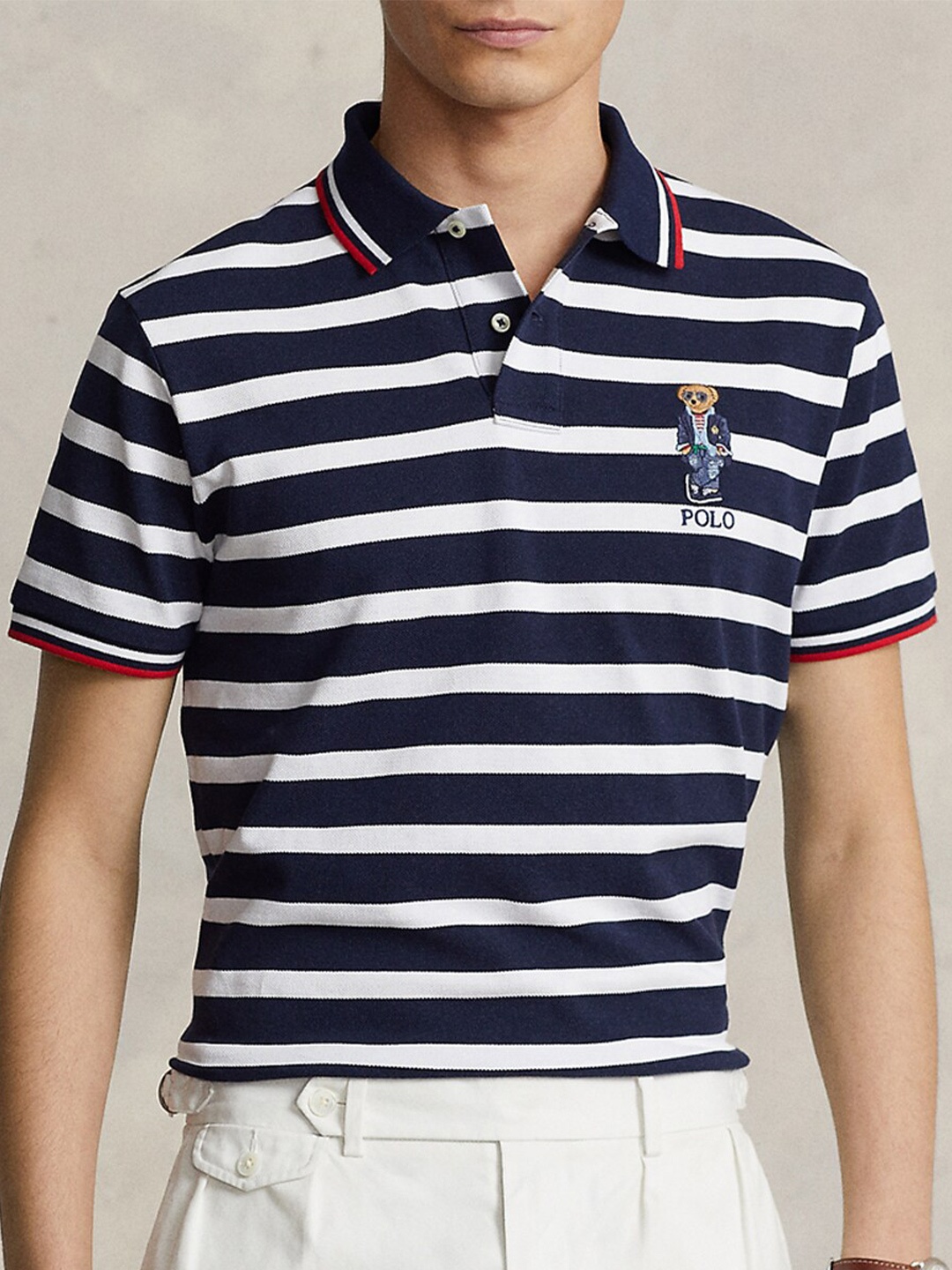 

Polo Ralph Lauren Striped Slim-Fit Cotton Polo T-Shirt, Navy blue