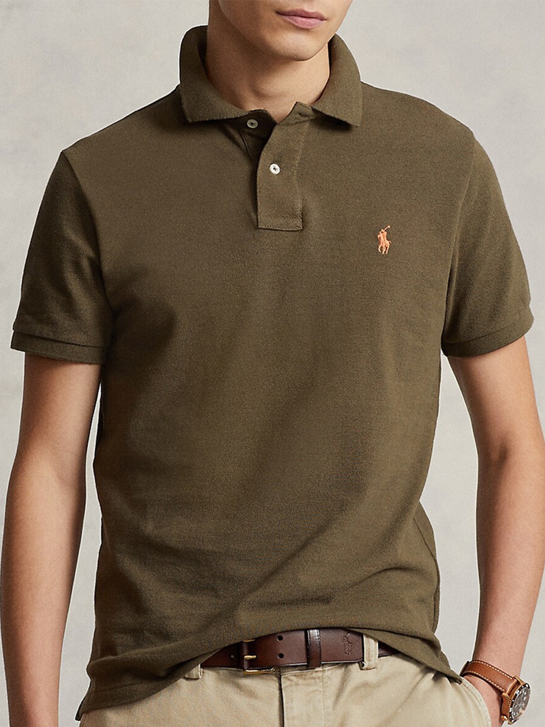 

Polo Ralph Lauren Polo Collar Slim-Fit Cotton T-Shirt, Olive