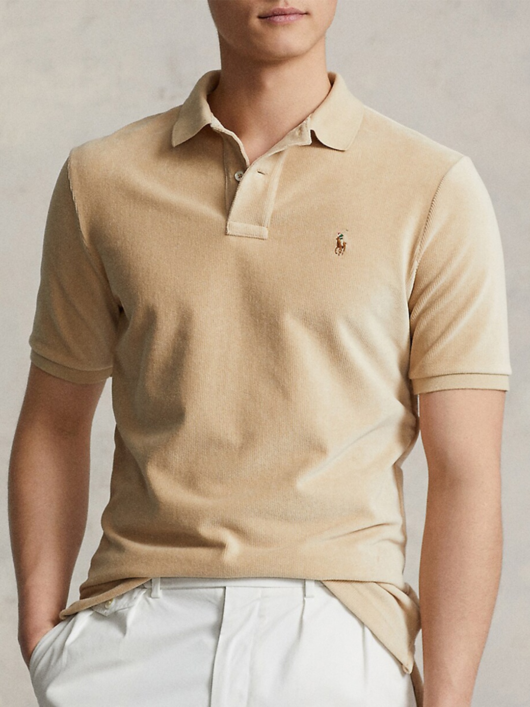 

Polo Ralph Lauren Polo Collar Slim-Fit Cotton T-Shirt, Beige