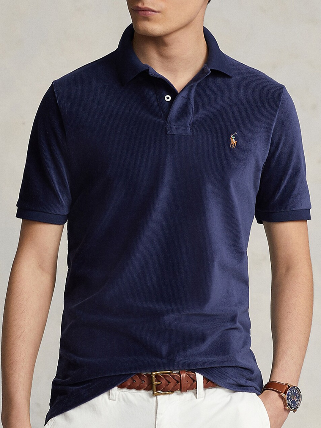 

Polo Ralph Lauren Polo Collar Slim-Fit Cotton T-Shirt, Navy blue