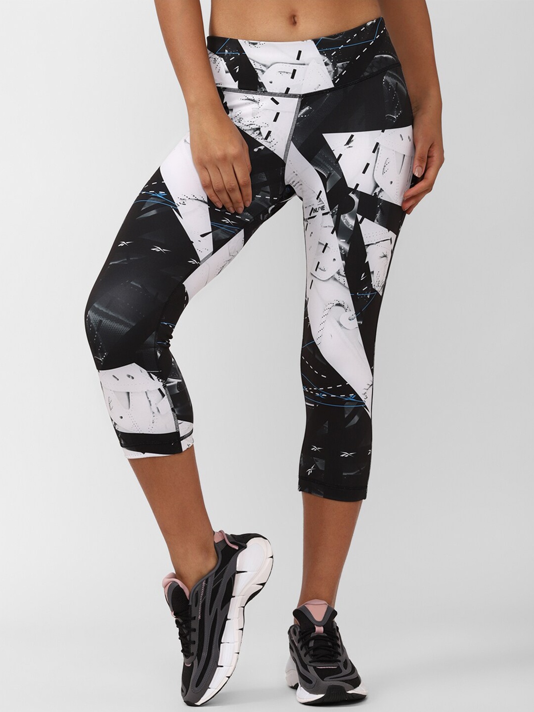 

Reebok Women Training Workout Ready Printed Capri Tights, Black