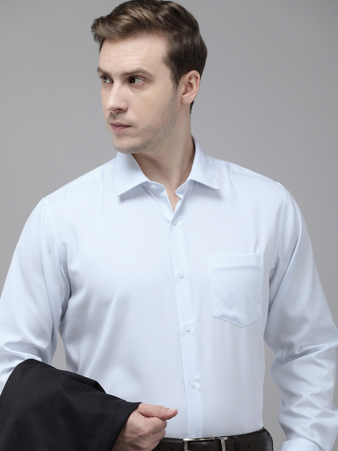 

Van Heusen Custom Textured Pure Cotton Formal Shirt, Blue