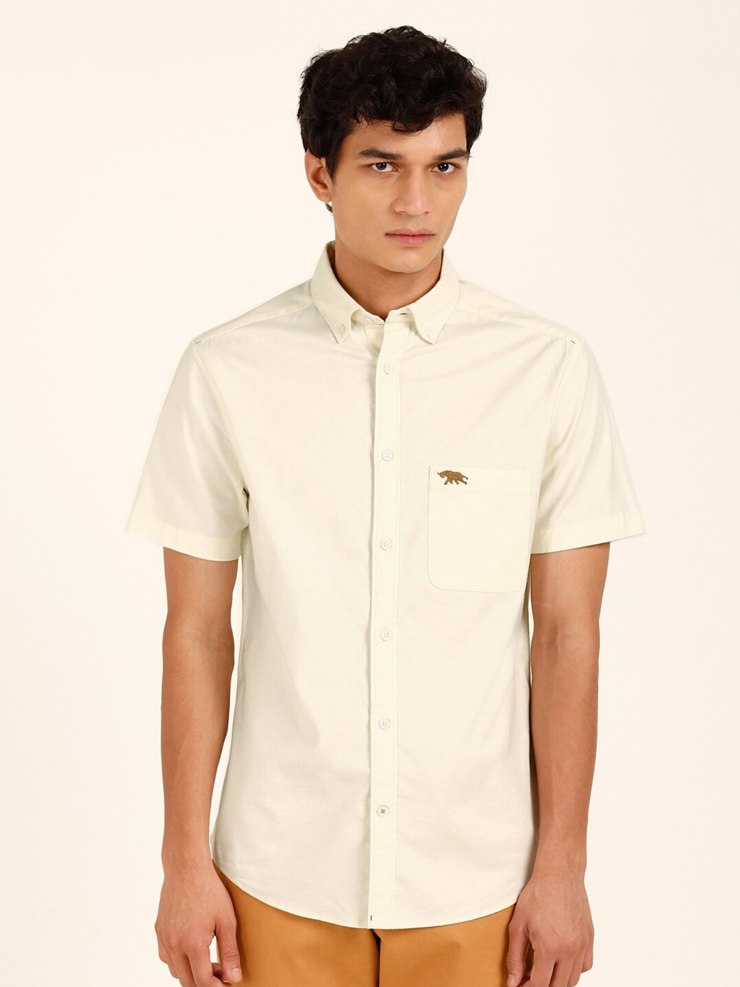 

Andamen Classic Oxford Casual Cotton Shirt, Off white