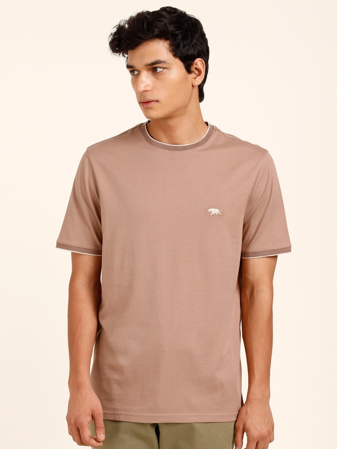 

Andamen Round Neck Cotton T-shirt, Brown