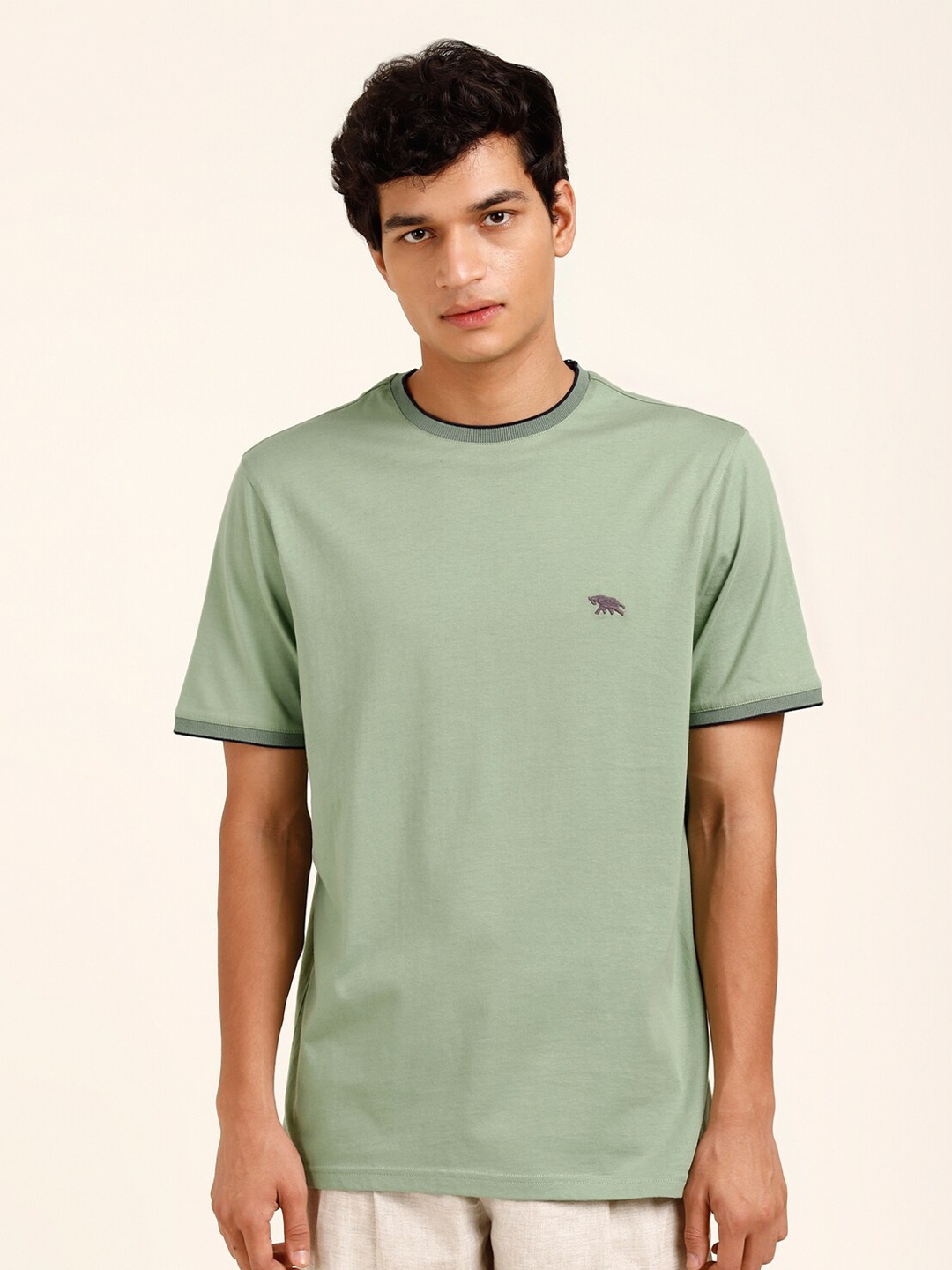 Andamen Round Neck Cotton T-shirt, Green