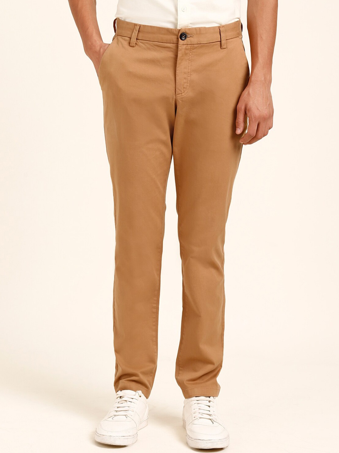 

Andamen Men Ultra Slim Fit Cotton Trousers, Brown