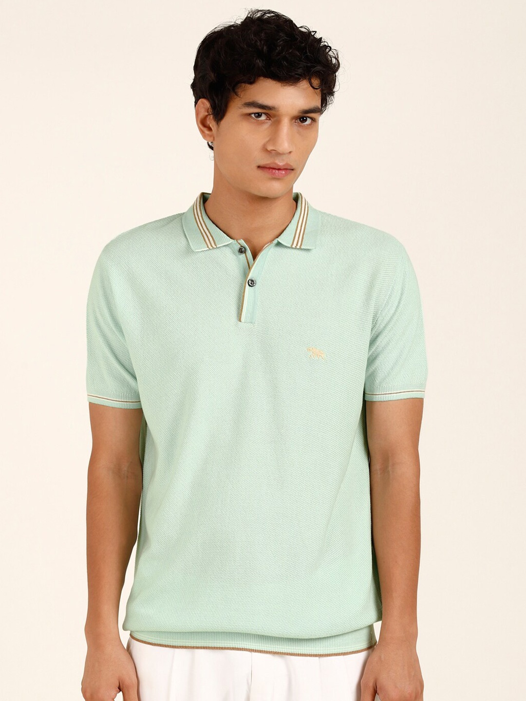 

Andamen Polo Collar Cotton T-shirt, Green