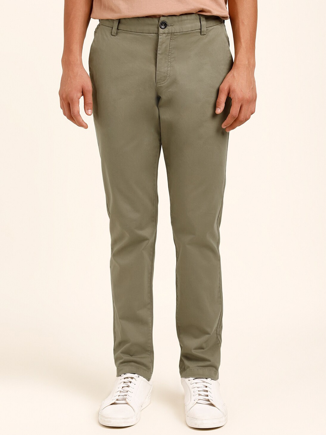 

Andamen Men Ultra Slim Fit Cotton Trousers, Olive