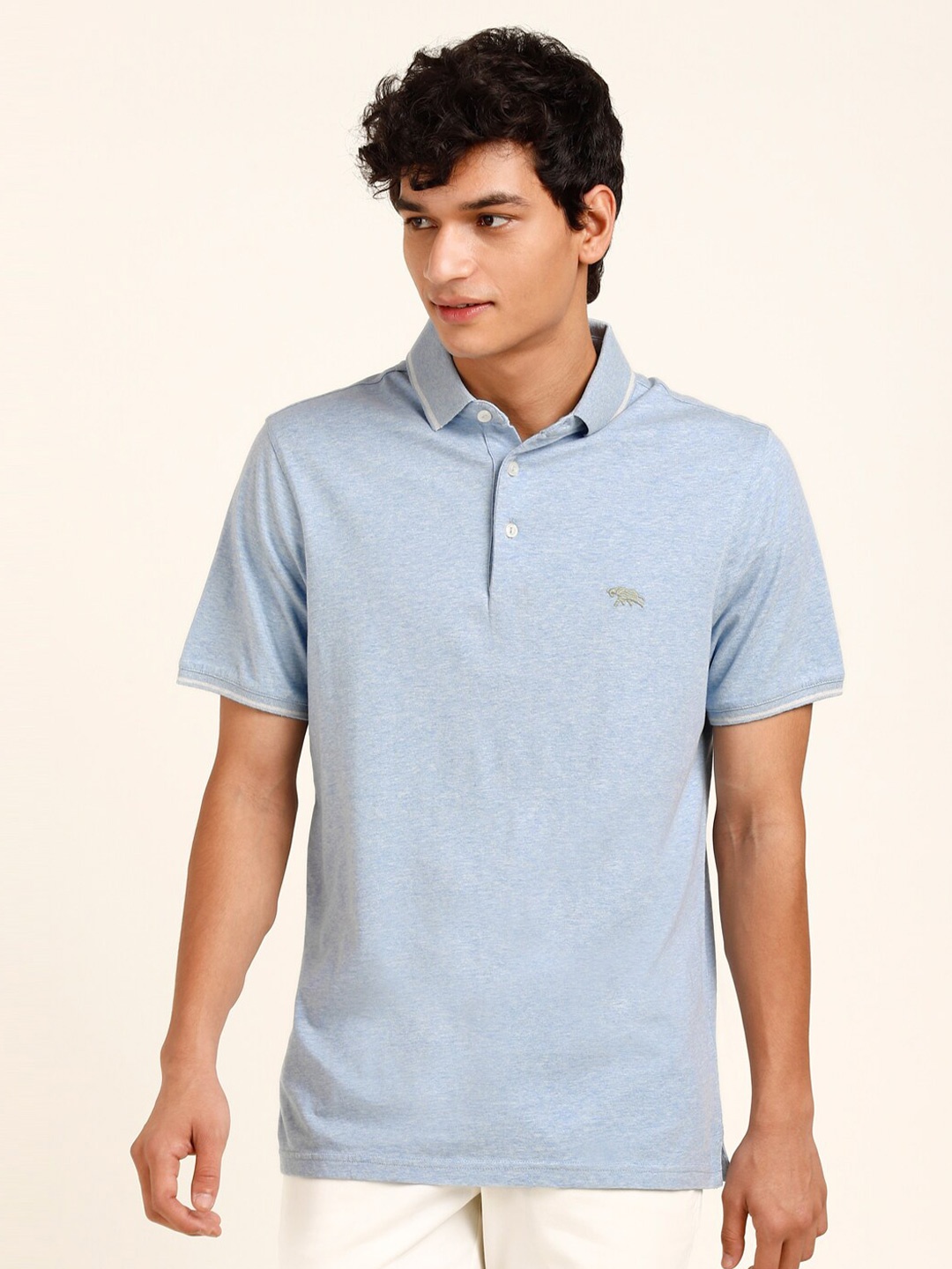 

Andamen Polo Collar Cotton T-shirt, Blue