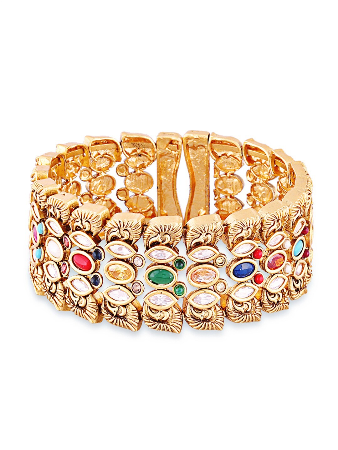 

ABDESIGNS Women Gold-Plated Navratna Stone Bracelet