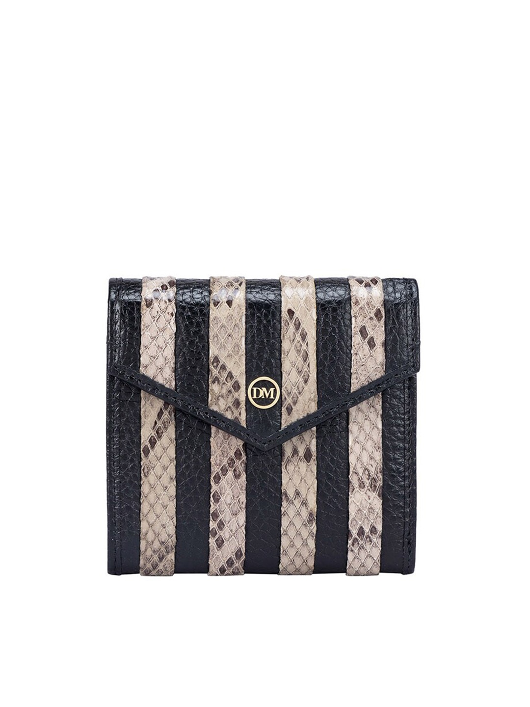 

Da Milano Abstract Printed Leather Two Fold Wallet, Black