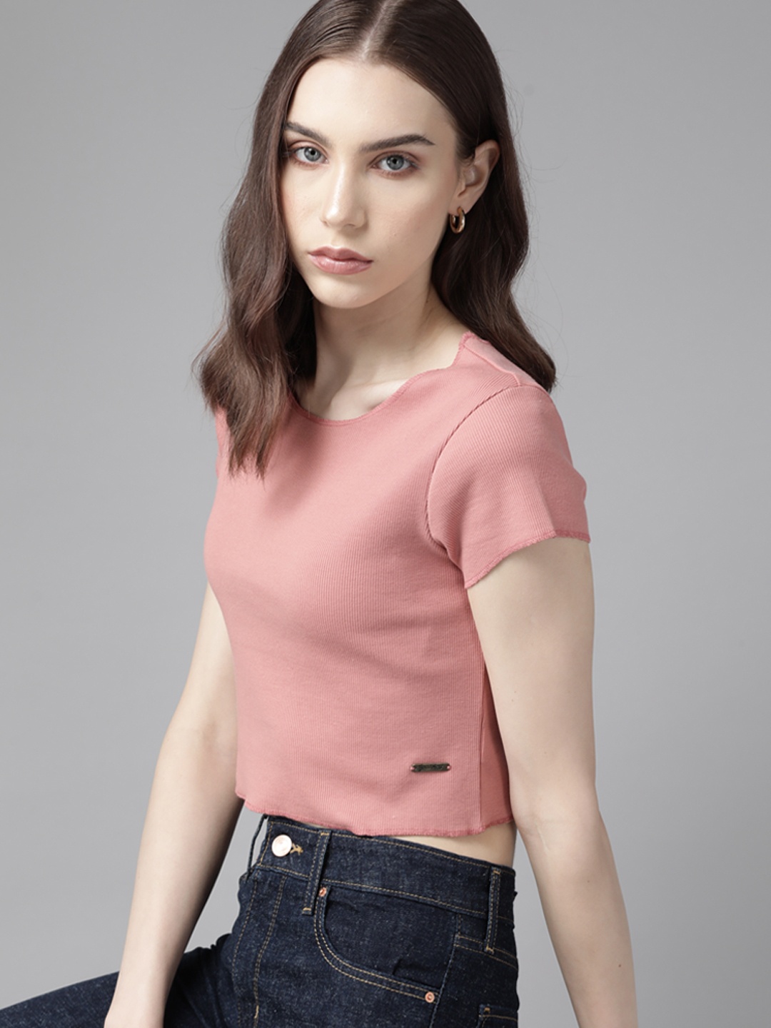 

Roadster Ribbed Crop T-shirt, Rose