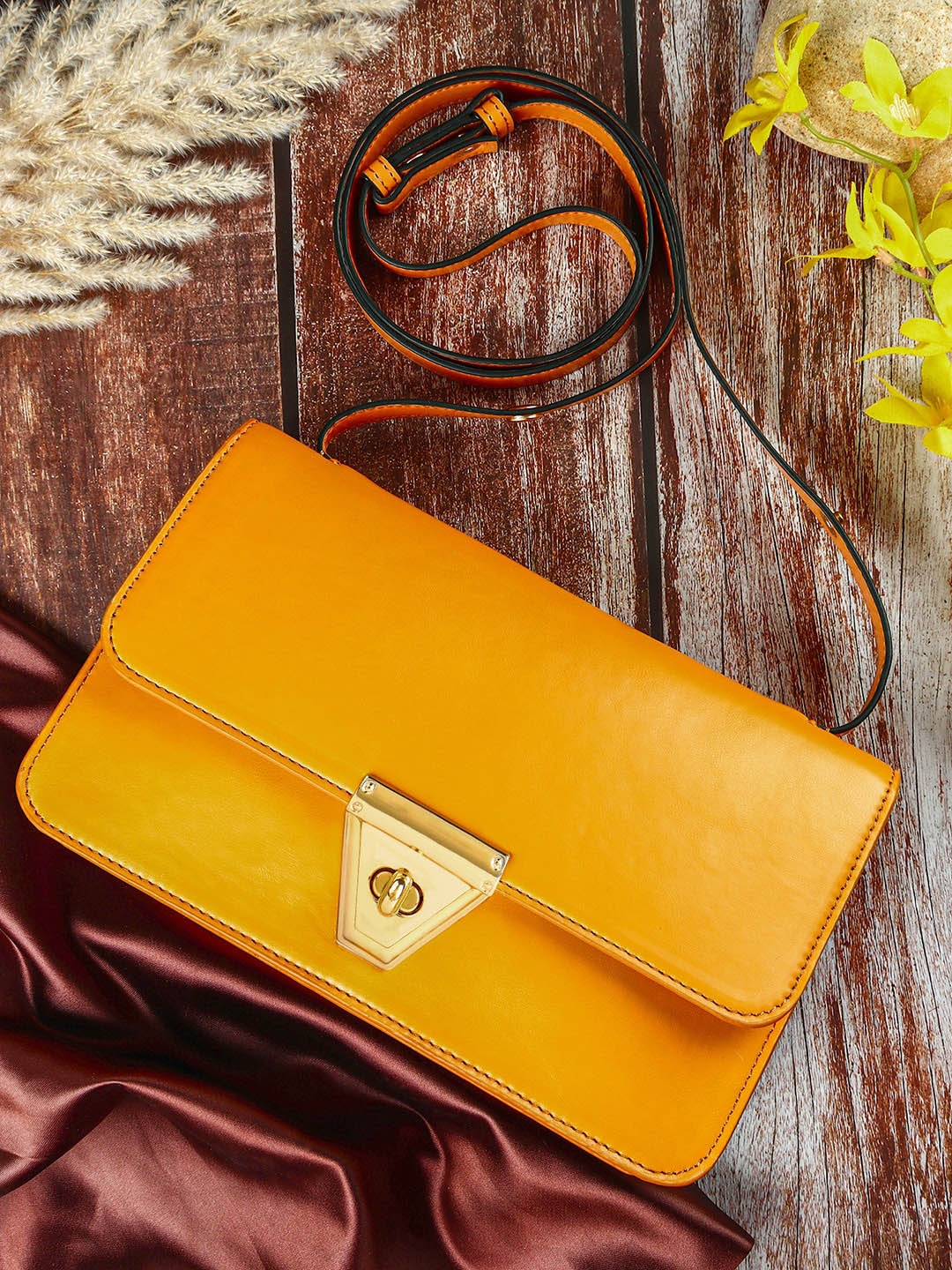 

Berrylush Yellow Structured Slling Bag