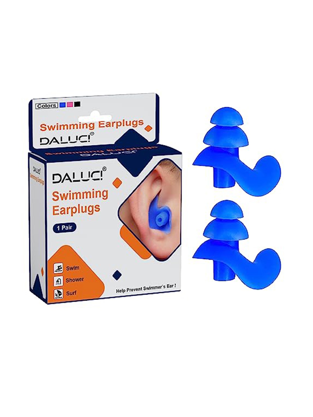 

DALUCI 1 Pair 2nd Gen Silicone Waterproof Swimming Earplugs, Blue