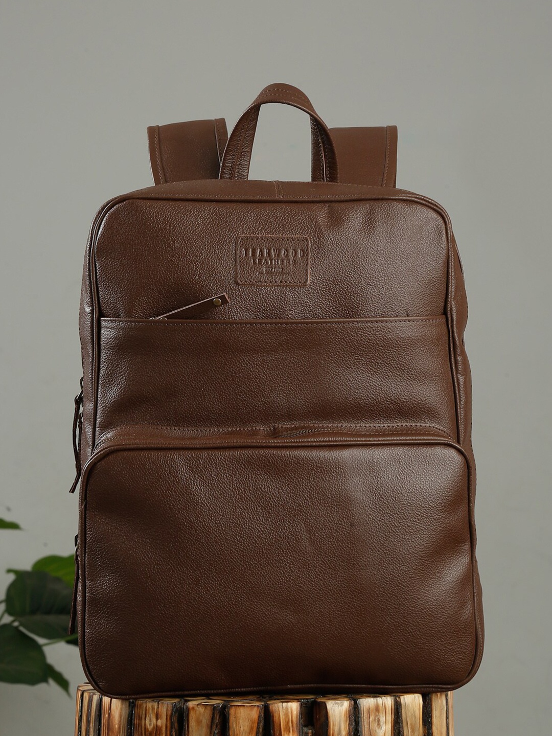 

Teakwood Leathers Men Leather Ergonomic Backpack with Anti-Theft, Brown