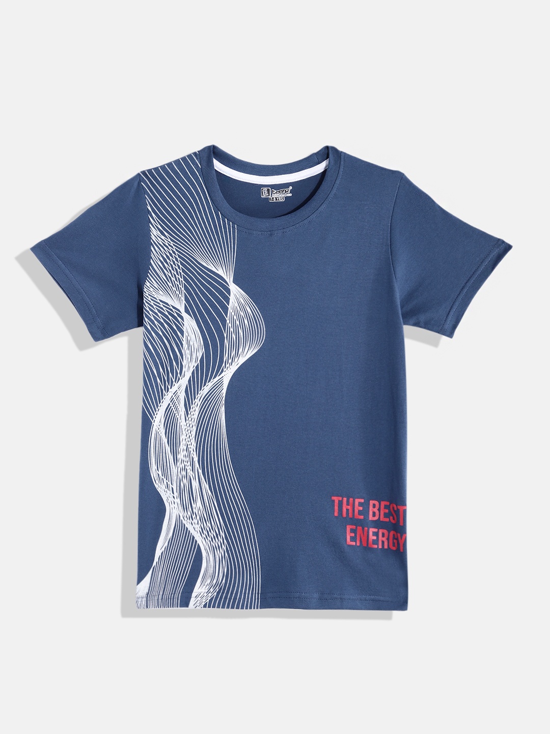 

Eteenz Boys Printed Premium Cotton T-shirt, Navy blue