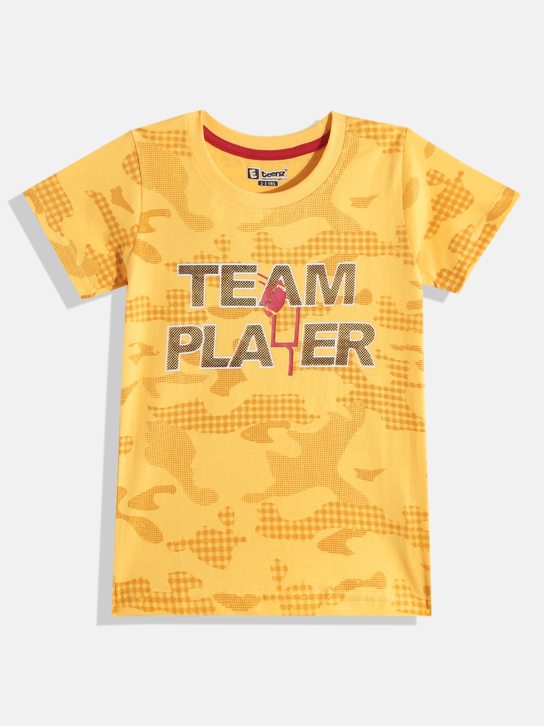 

Eteenz Boys Premium Cotton Typography Printed T-shirt, Mustard