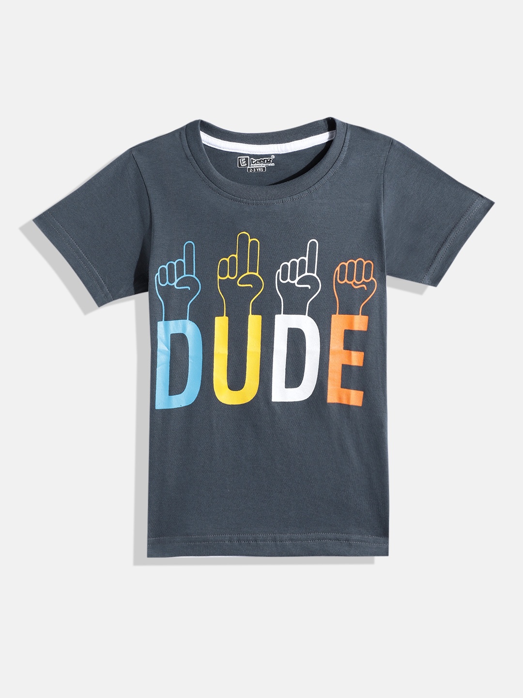 

Eteenz Boys Typography Printed T-shirt, Grey