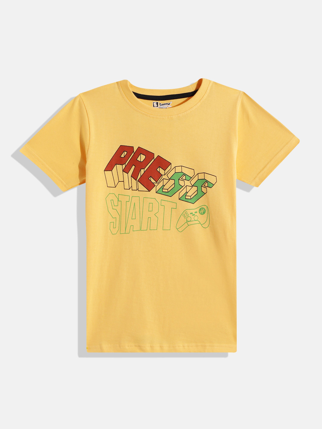 

Eteenz Boys Typography Printed T-shirt, Yellow