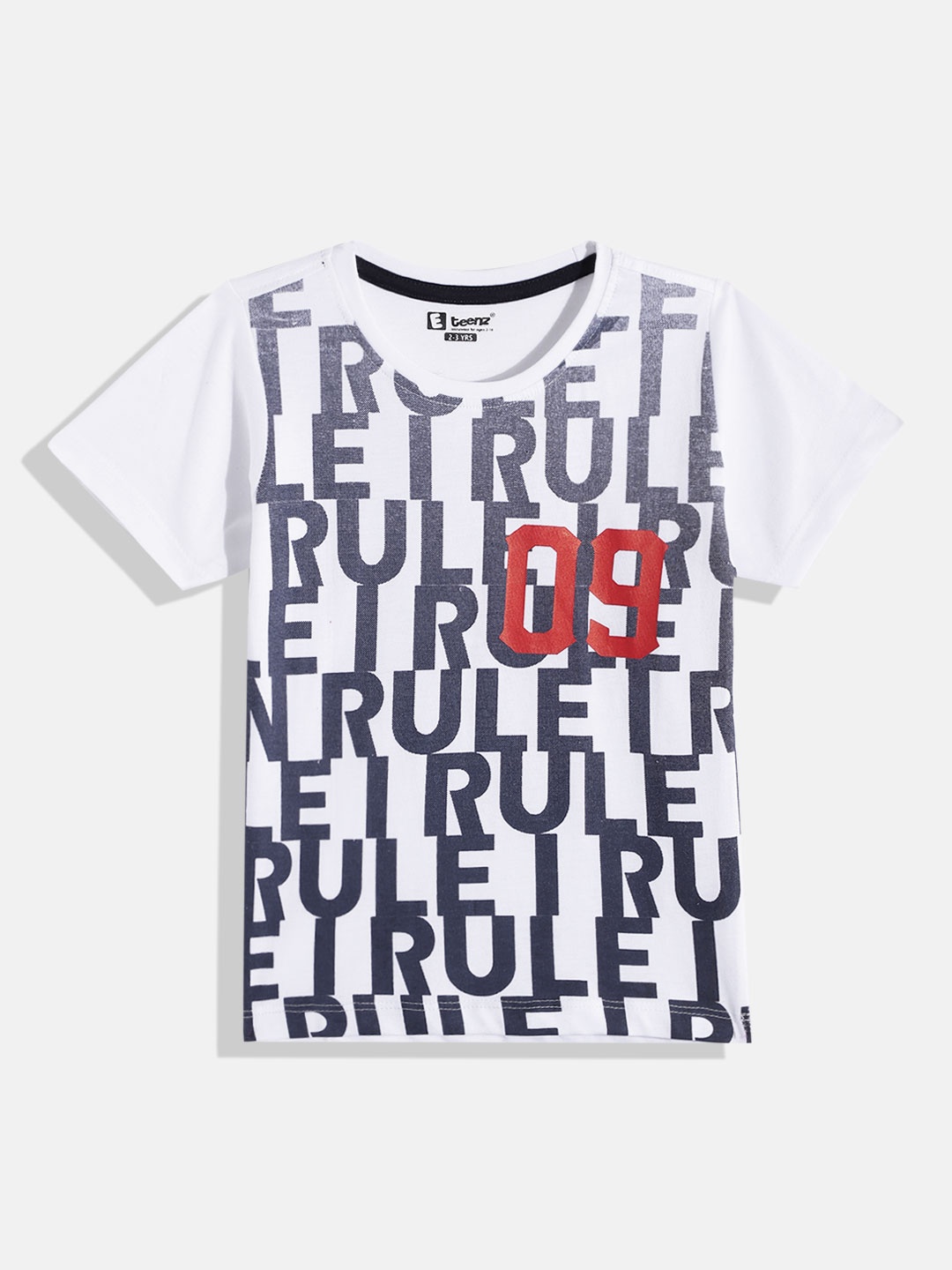 

Eteenz Boys Premium Cotton Typography Printed T-shirt, White
