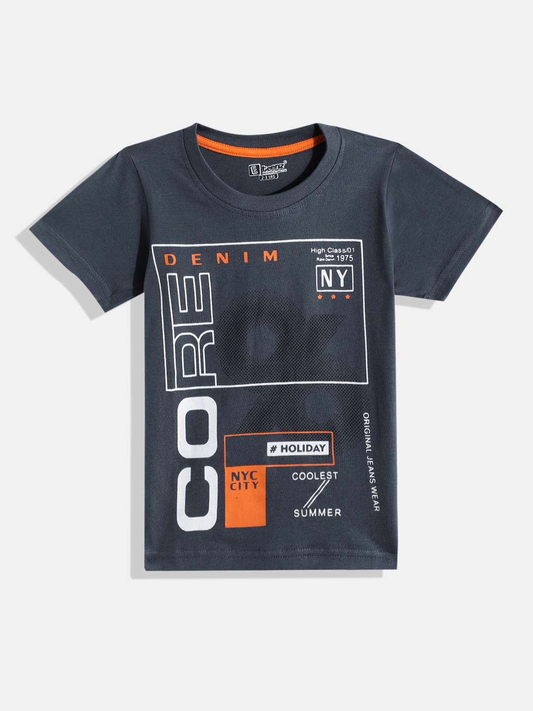 

Eteenz Boys Typography Print T-shirt, Grey