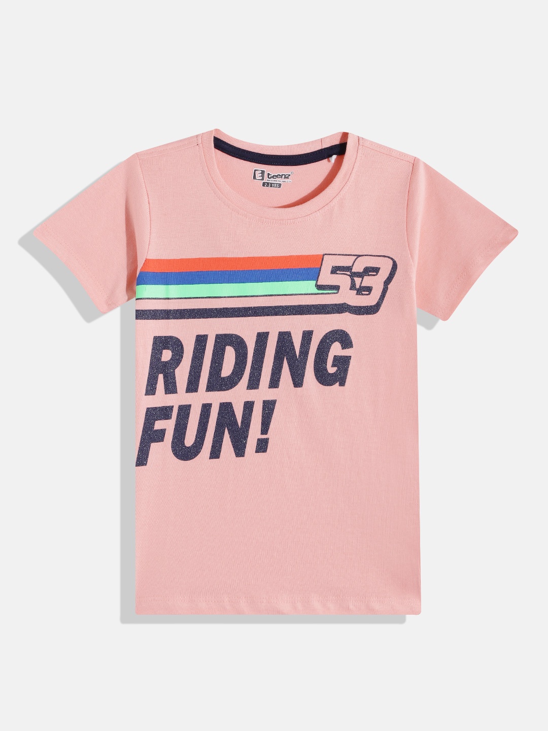 

Eteenz Boys Premium Cotton Typography Printed T-shirt, Peach