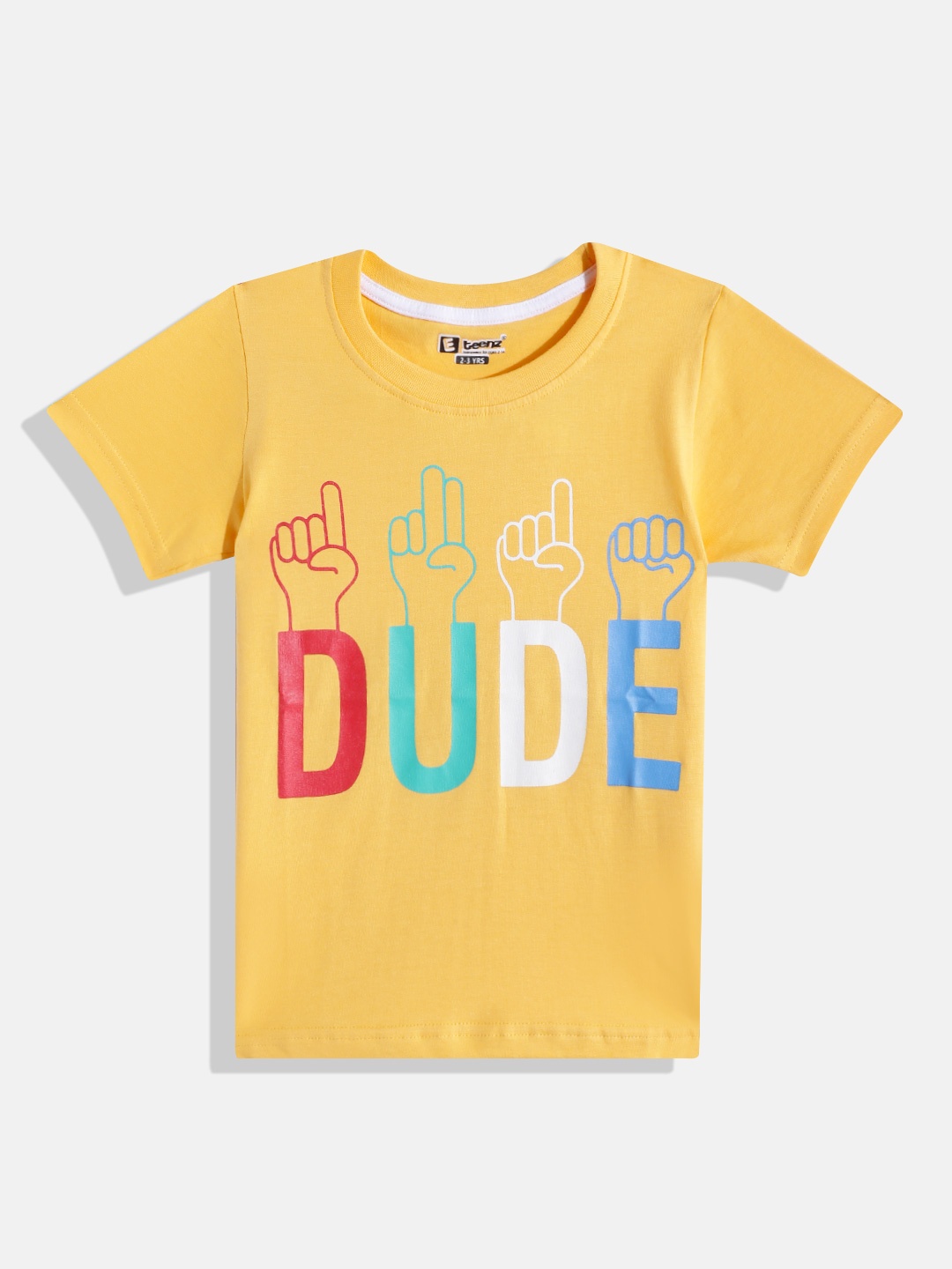 

Eteenz Boys Typography Printed T-shirt, Yellow