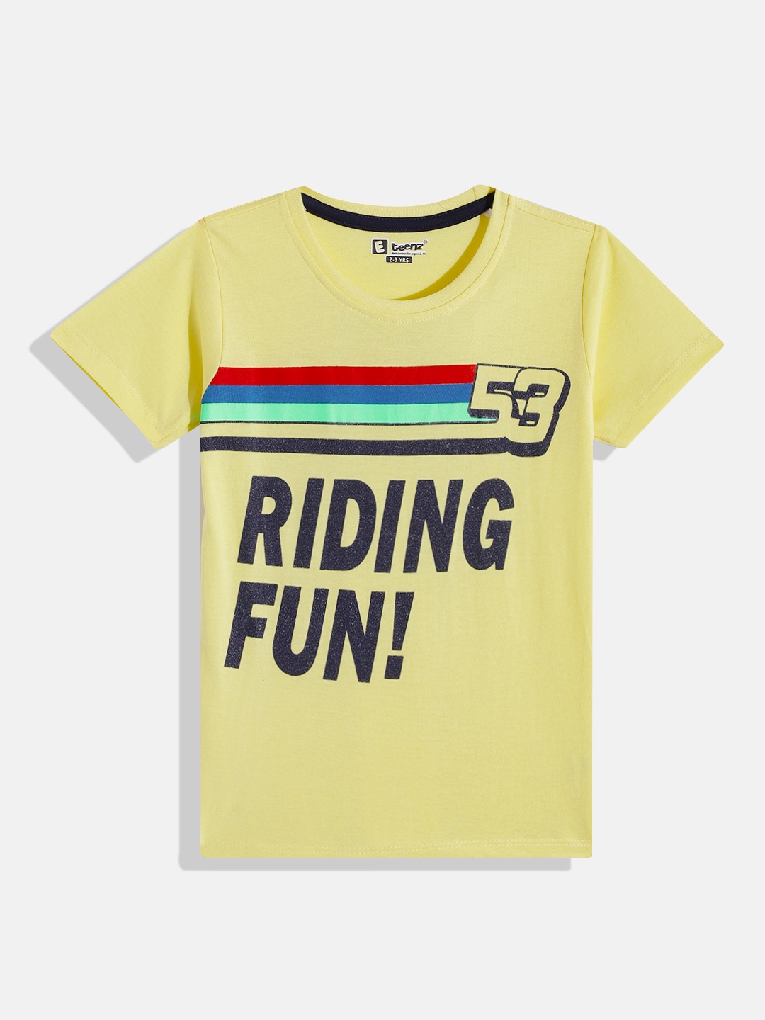 

Eteenz Boys Premium Cotton Typography Printed T-shirt, Yellow