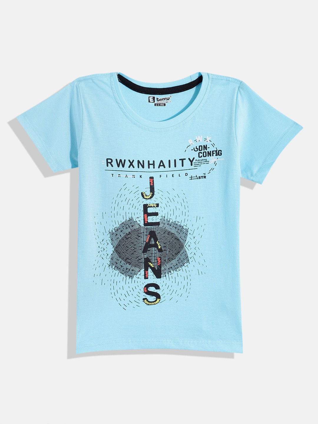 

Eteenz Boys Printed Premium Cotton T-shirt, Blue