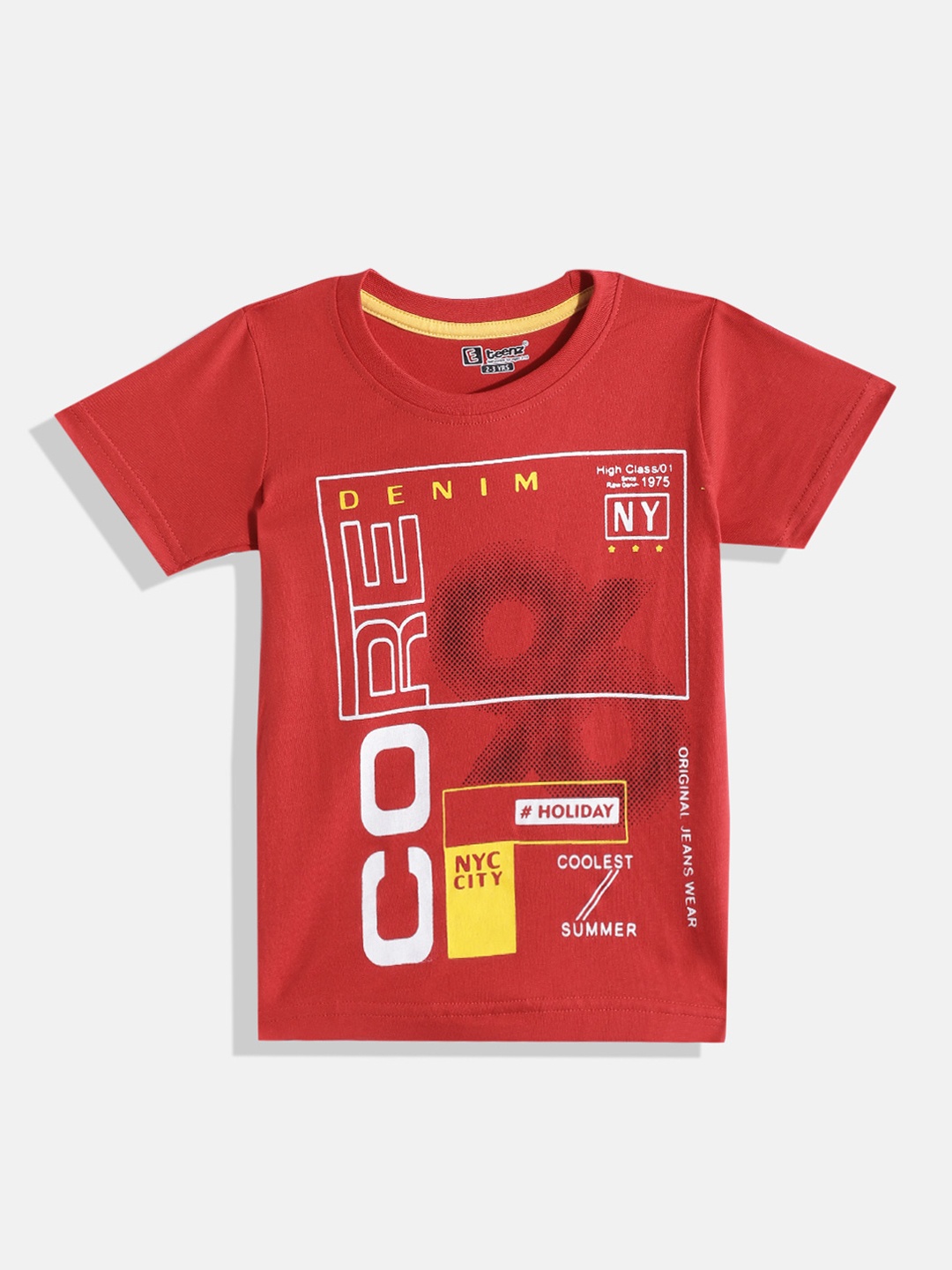

Eteenz Boys Typography Print T-shirt, Red