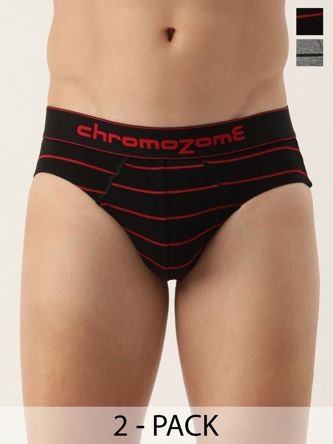 

Chromozome Men Pack of 2 Premium Striped Briefs 8902733649384, Multi