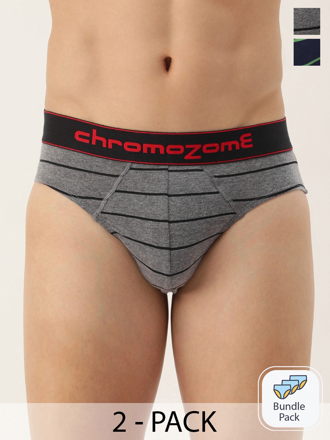

Chromozome Men Pack of 2 Mid-Rise Briefs 8902733649346, Grey