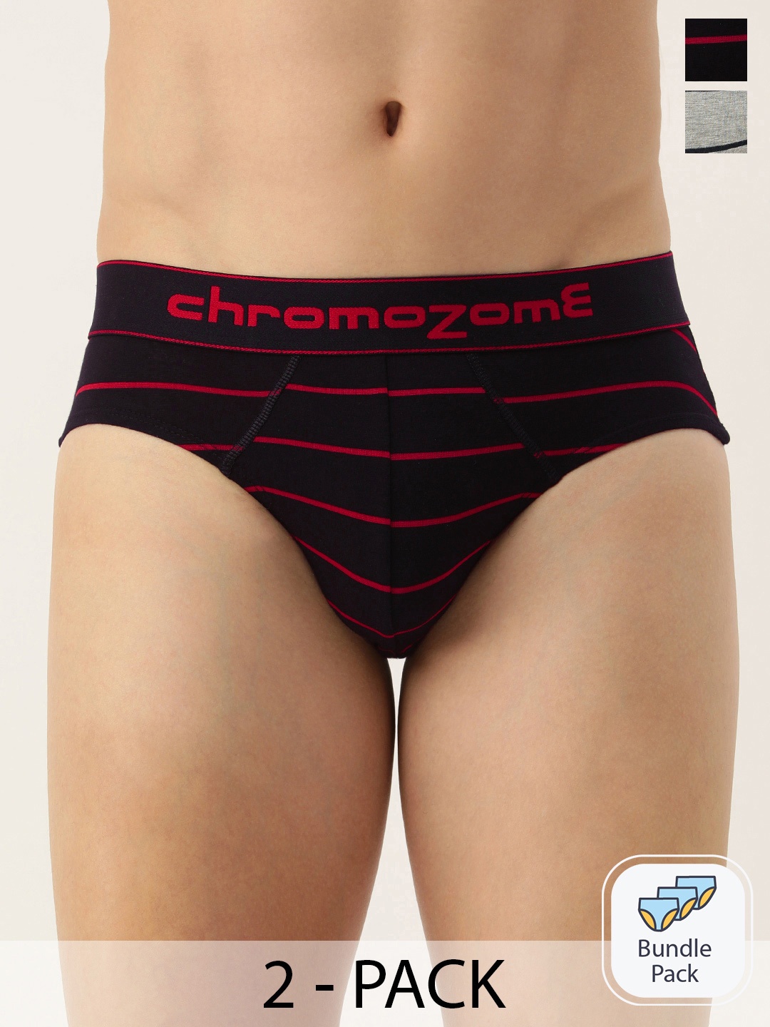 

Chromozome Men Pack of 2 Mid-Rise Briefs 8902733649469, Grey