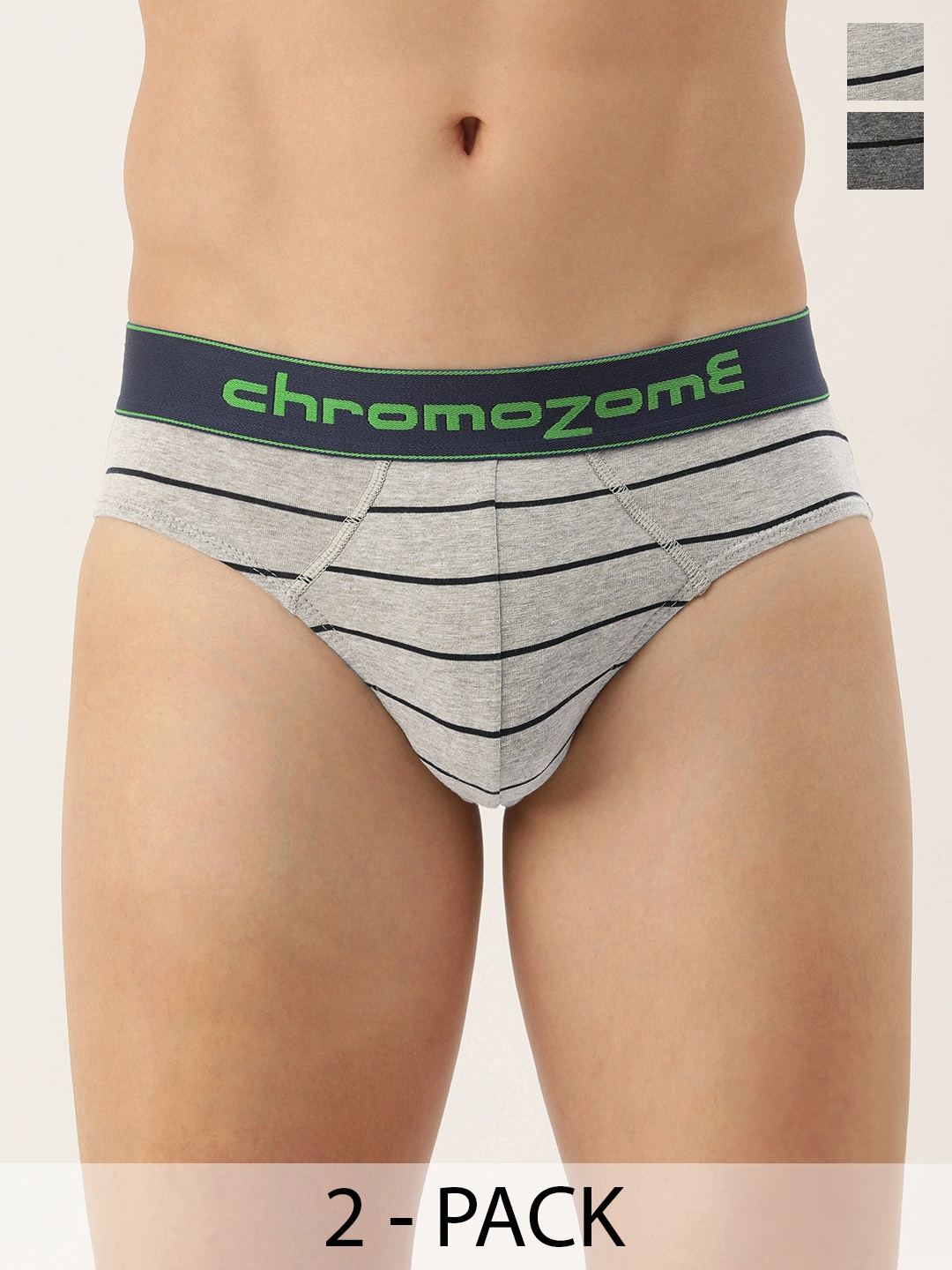 

Chromozome Men Pack of 2 Premium Striped Briefs 8902733649308, Multi