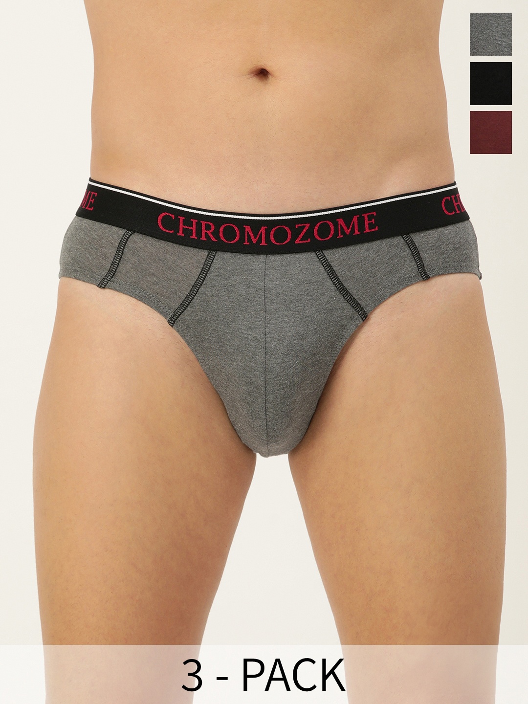 

Chromozome Men Pack of 3 Premium Pure Cotton Striped Briefs 8902733648905, Multi