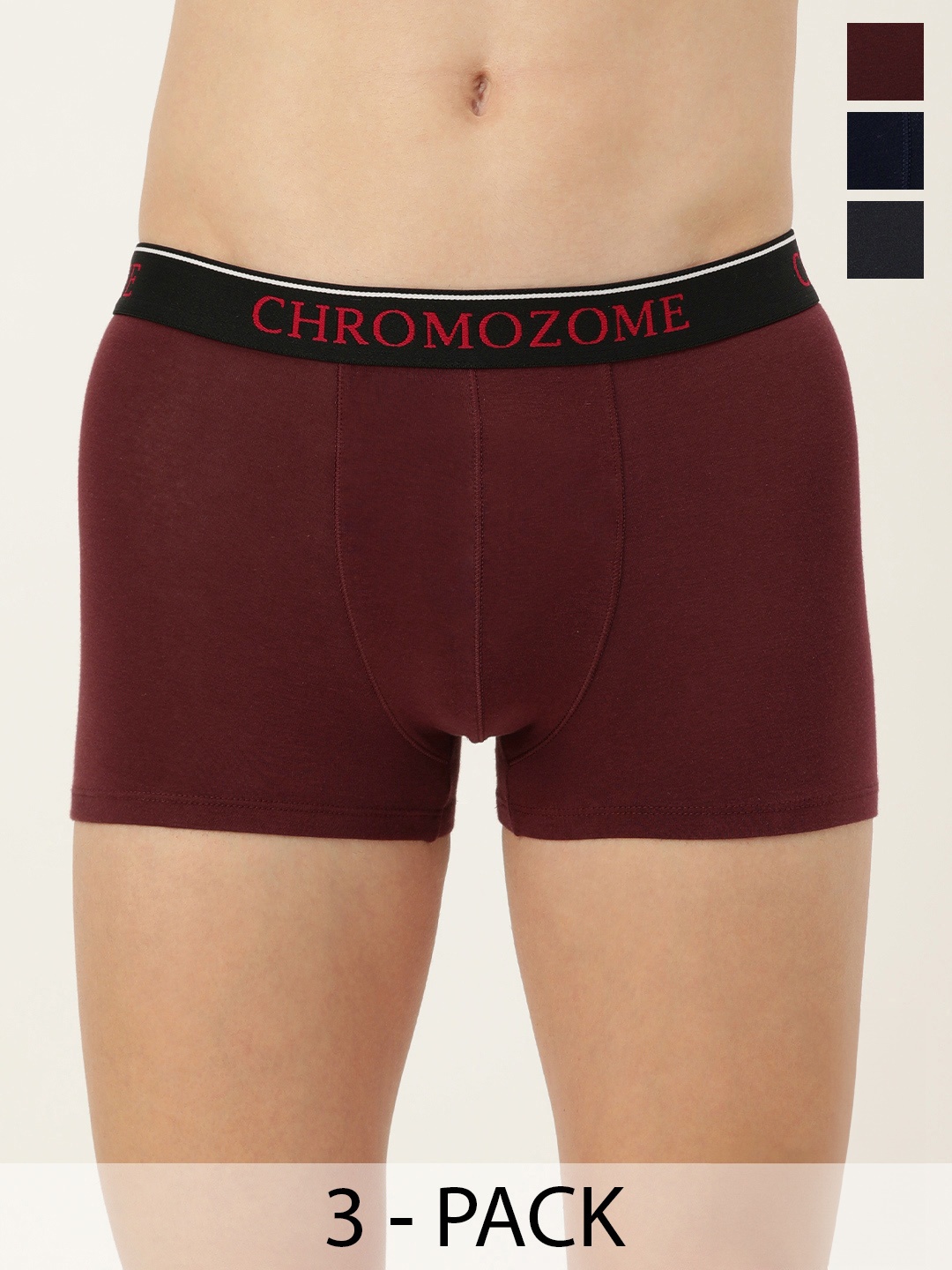 

Chromozome Men Pack of 3 Mid-Rise Trunks 8902733650809, Navy blue