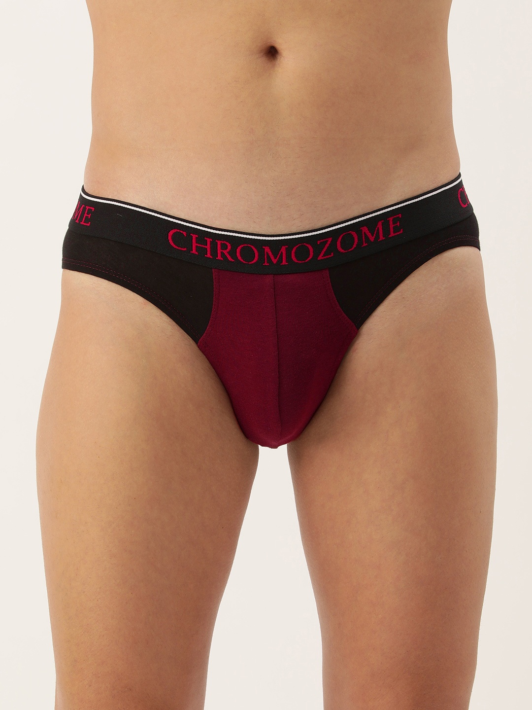 

Chromozome Men Colourblocked Mid-Rise Briefs 8902733647106, Maroon
