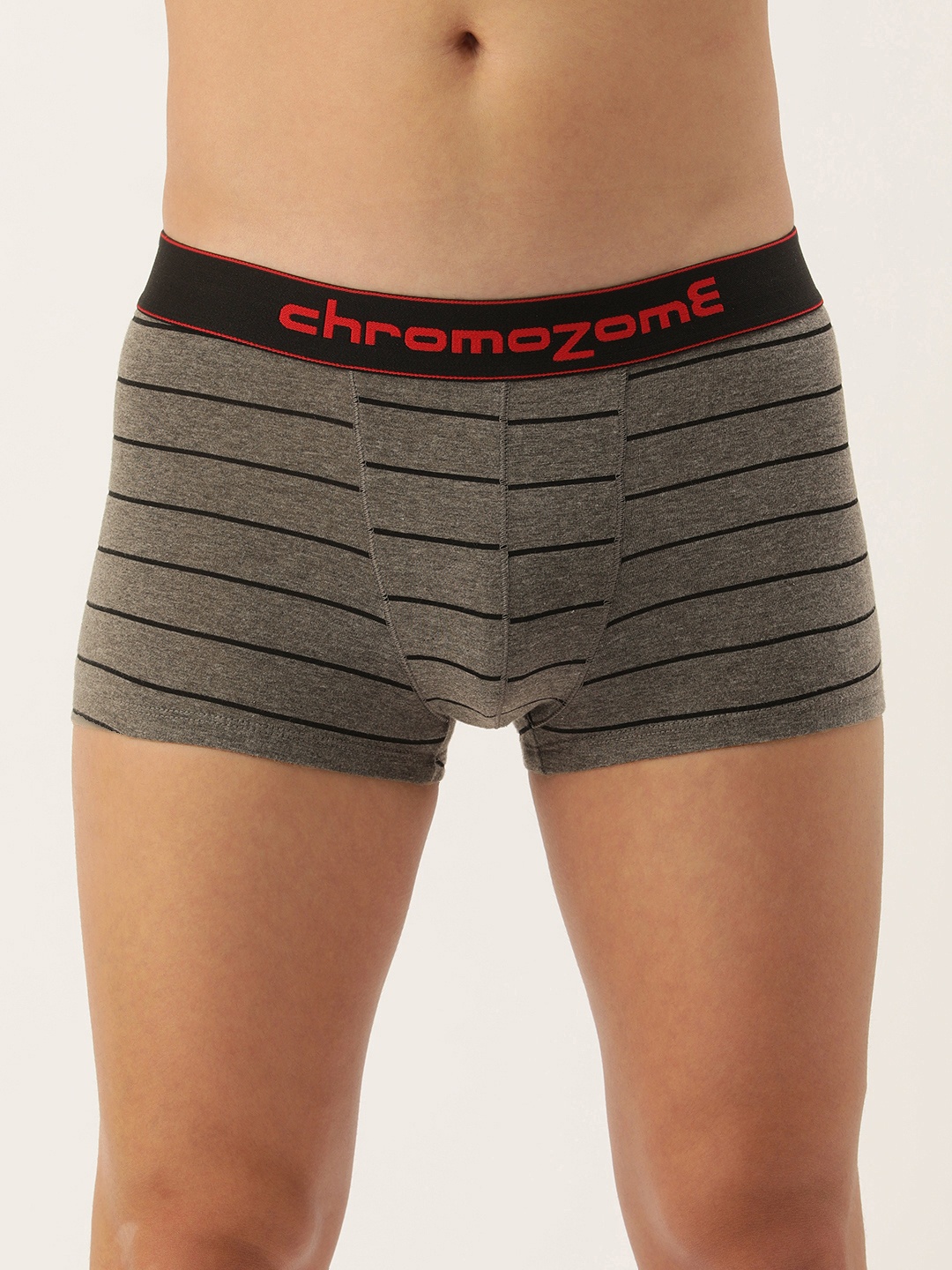 

Chromozome Men Striped Short Outer Elastic Mid-Rise Trunk 8902733651127, Grey