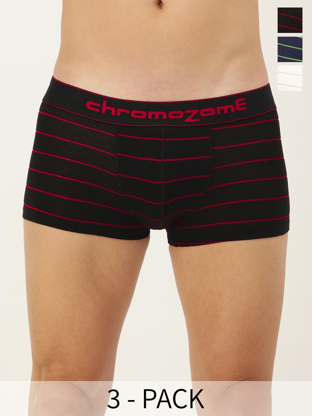 

Chromozome Men Pack of 3 Mid-Rise Striped Trunks 8902733651929, Grey
