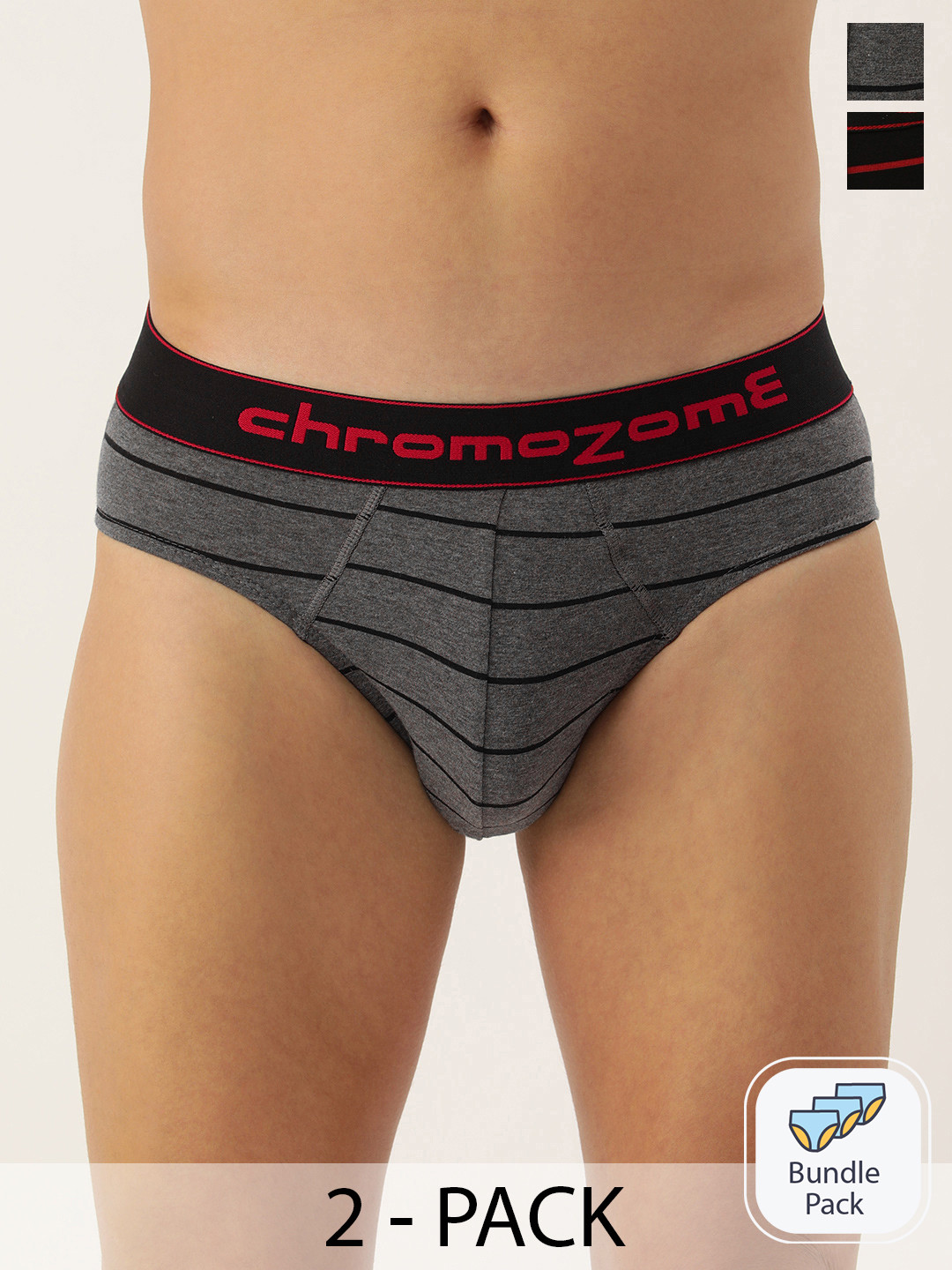 

Chromozome Men Pack of 2 Mid-Rise Briefs 8902733649148, Grey