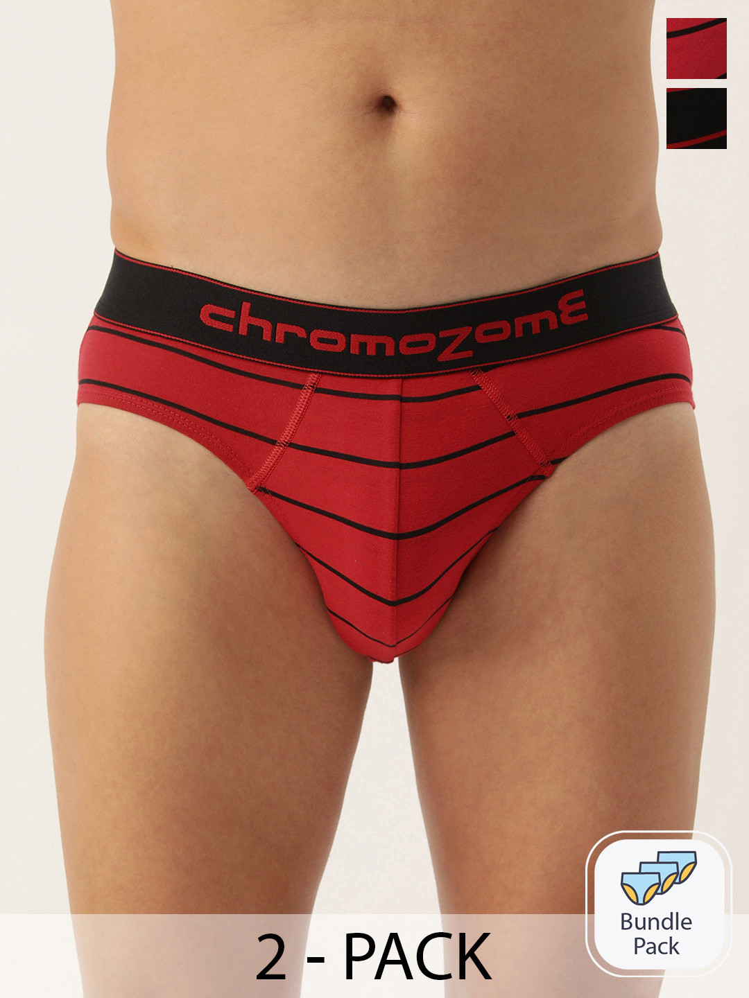 

Chromozome Men Pack of 2 Mid-Rise Briefs 8902733649261, Red