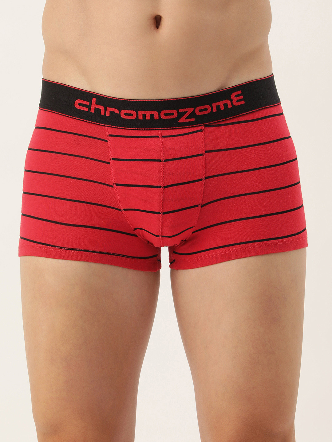 

Chromozome Men Striped Short Outer Elastic Mid-Rise Trunk 8902733651240, Red