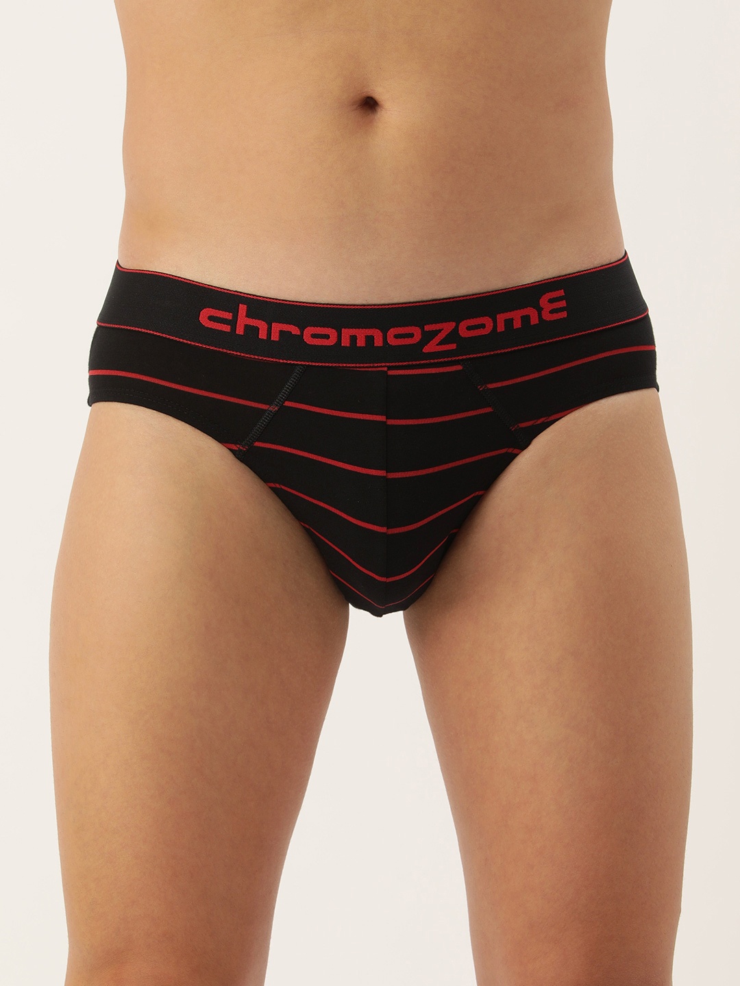 

Chromozome Men Striped Mid-Rise Briefs 8902733648943, Black