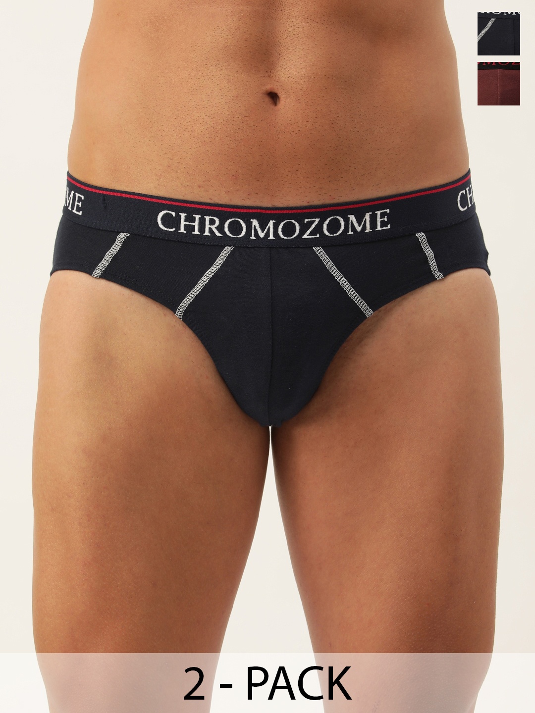 

Chromozome Men Pack of 2 Pure Cotton Basic Briefs 8902733648509, Navy blue