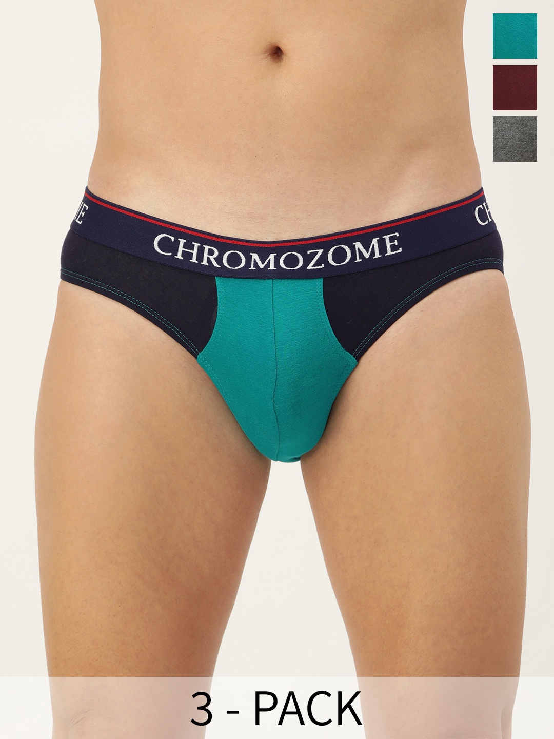 

Chromozome Men Pack of 3 Colourblocked Briefs 8902733647786, Multi