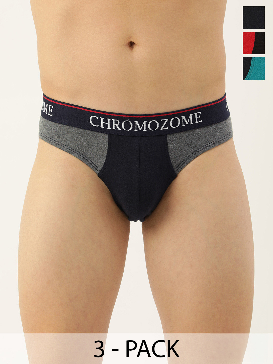 

Chromozome Men Pack of 3 Premium Colourblocked Briefs 8902733647823, Multi